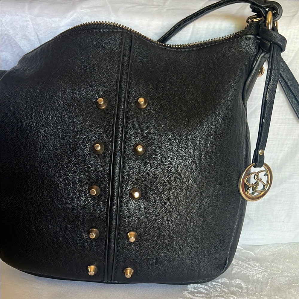 Jessica Simpson Black and Gold Hobo Shoulder Bag